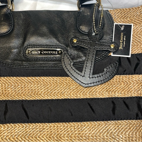Juicy Couture Daydreamer Tote Rafia Straw Gold Metallic Black Grosgrain XL - Picture 4 of 5